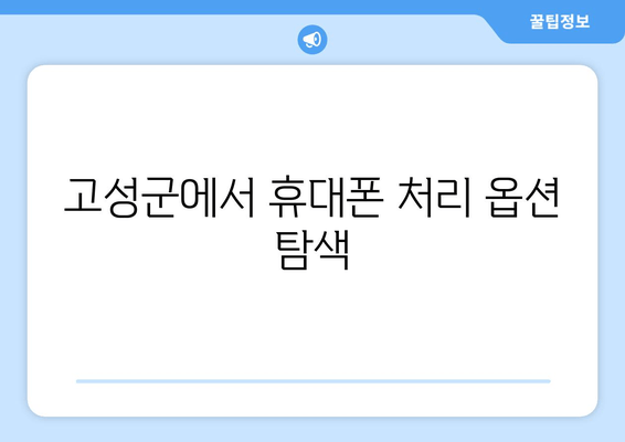 고성군에서 휴대폰 처리 옵션 탐색