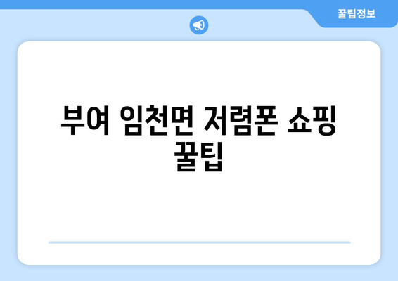 부여 임천면 저렴폰 쇼핑 꿀팁