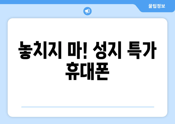 놓치지 마! 성지 특가 휴대폰