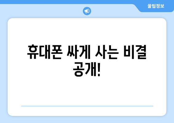 휴대폰 싸게 사는 비결 공개!