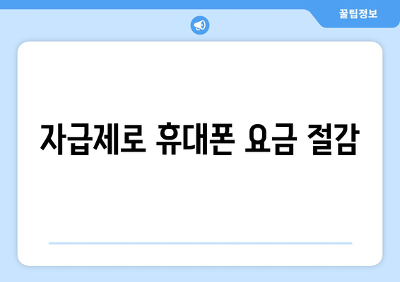 자급제로 휴대폰 요금 절감