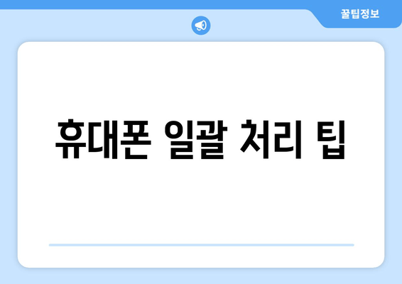 휴대폰 일괄 처리 팁