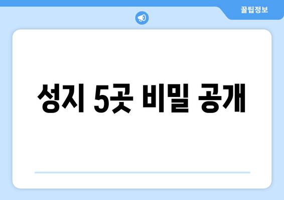 성지 5곳 비밀 공개