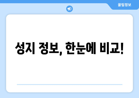 성지 정보, 한눈에 비교!