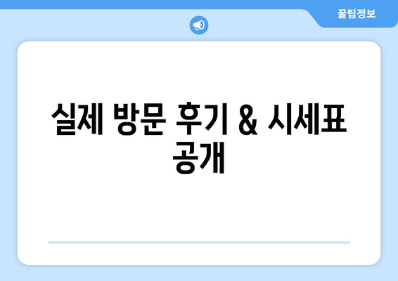 실제 방문 후기 & 시세표 공개