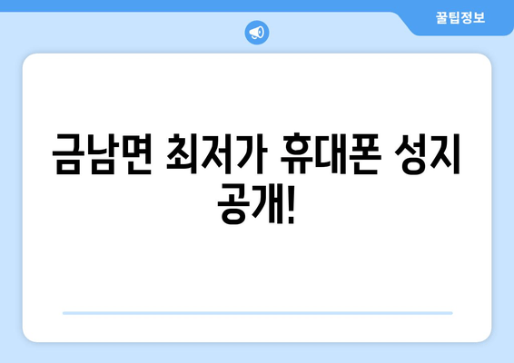 금남면 최저가 휴대폰 성지 공개!