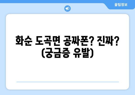 화순 도곡면 공짜폰? 진짜? (궁금증 유발)