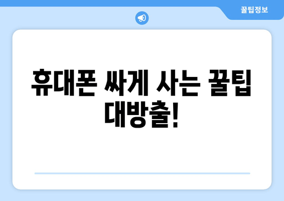 휴대폰 싸게 사는 꿀팁 대방출!