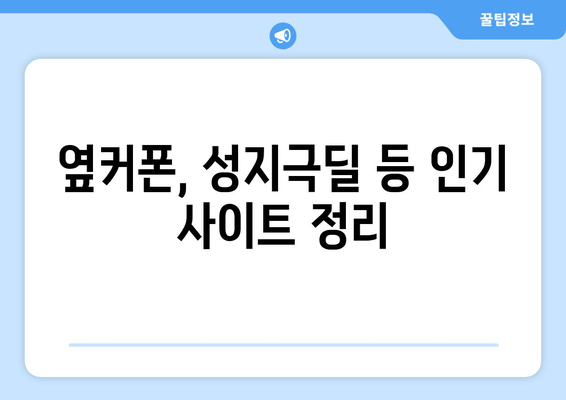 옆커폰, 성지극딜 등 인기 사이트 정리