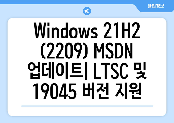 Windows 21H2 (2209) MSDN 업데이트 통합| LTSC & 19045 버전 지원 | 상세 가이드 & 적용 방법