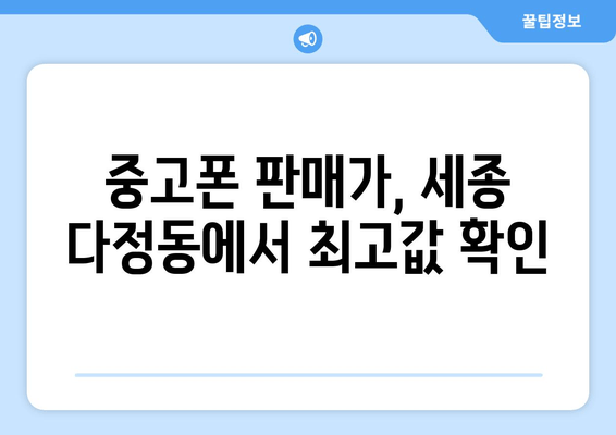 중고폰 판매가, 세종 다정동에서 최고값 확인