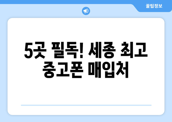 5곳 필독! 세종 최고 중고폰 매입처