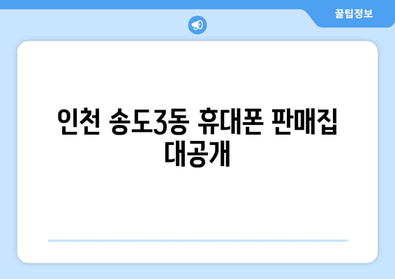 인천 송도3동 휴대폰 판매집 대공개