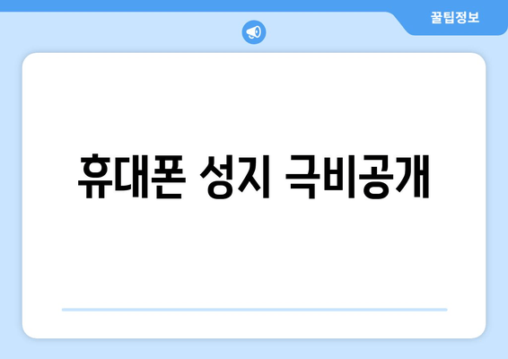 휴대폰 성지 극비공개