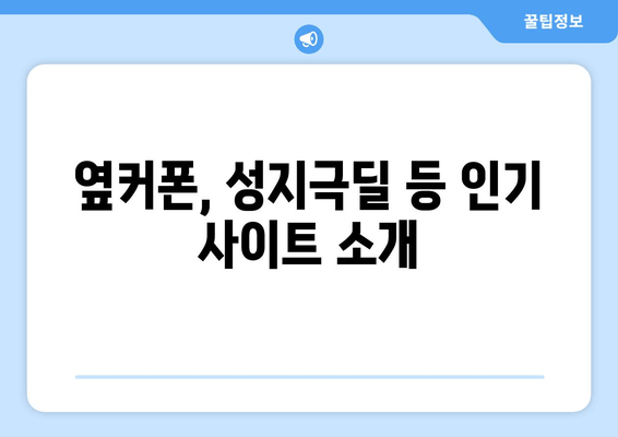 옆커폰, 성지극딜 등 인기 사이트 소개