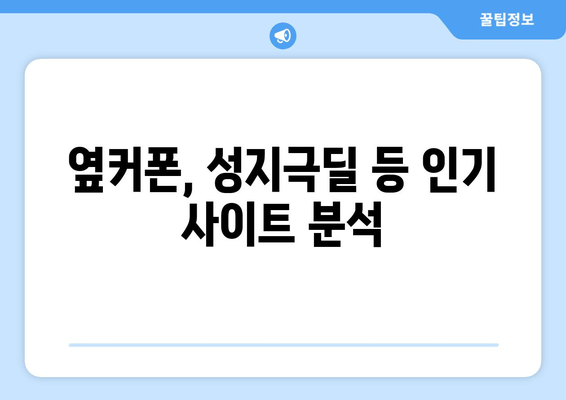 옆커폰, 성지극딜 등 인기 사이트 분석