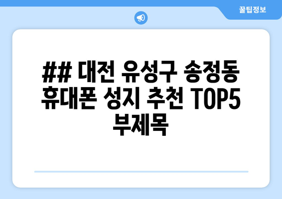 ## 대전 유성구 송정동 휴대폰 성지 추천 TOP5 부제목