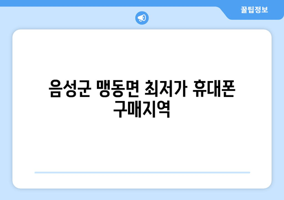 음성군 맹동면 최저가 휴대폰 구매지역