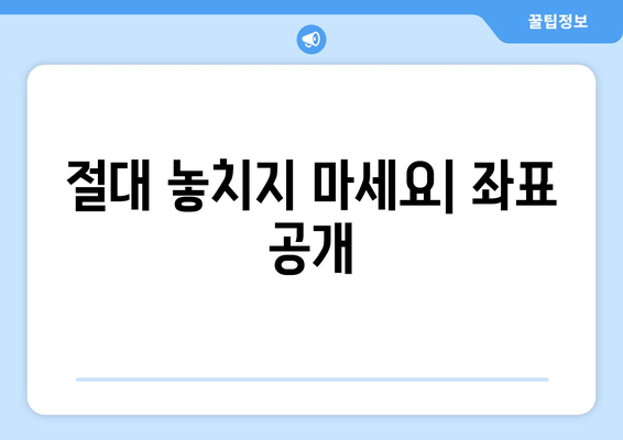 절대 놓치지 마세요| 좌표 공개