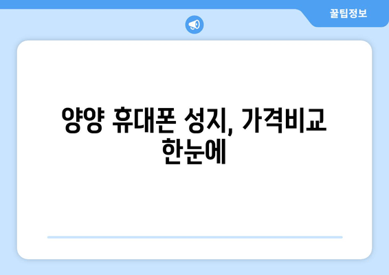 양양 휴대폰 성지, 가격비교 한눈에