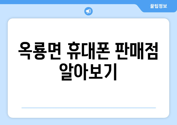 옥룡면 휴대폰 판매점 알아보기