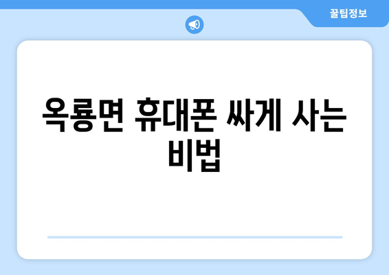 옥룡면 휴대폰 싸게 사는 비법