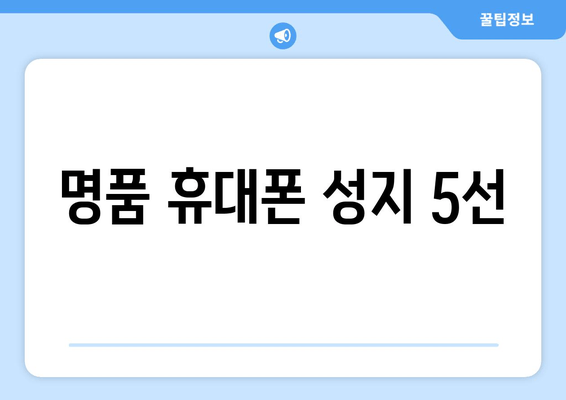 명품 휴대폰 성지 5선