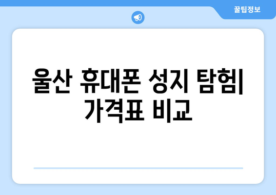 울산 휴대폰 성지 탐험| 가격표 비교