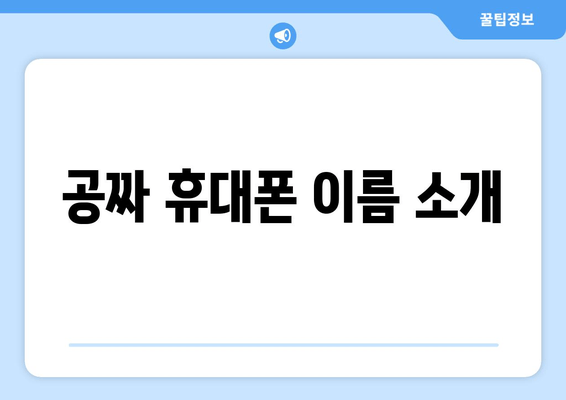 공짜 휴대폰 이름 소개