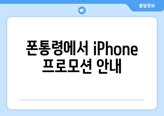 폰통령에서 iPhone 프로모션 안내