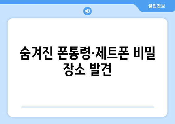 숨겨진 폰통령·제트폰 비밀 장소 발견