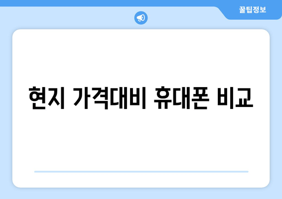 현지 가격대비 휴대폰 비교