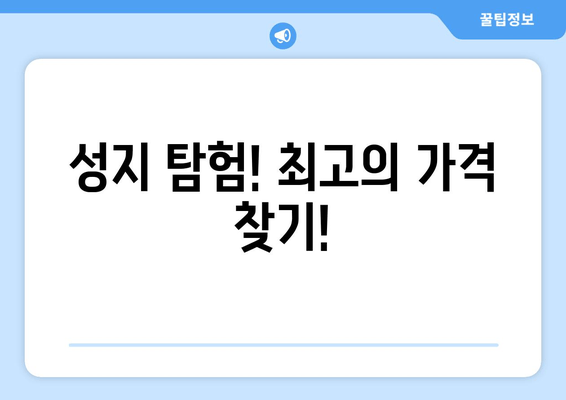 성지 탐험! 최고의 가격 찾기!