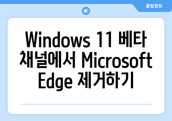 Windows 11 베타 채널에서 Microsoft Edge 삭제하는 방법 |  Microsoft Edge, 베타 채널, 삭제, 안내