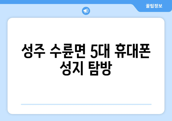 성주 수륜면 5대 휴대폰 성지 탐방