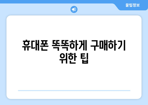 휴대폰 똑똑하게 구매하기 위한 팁