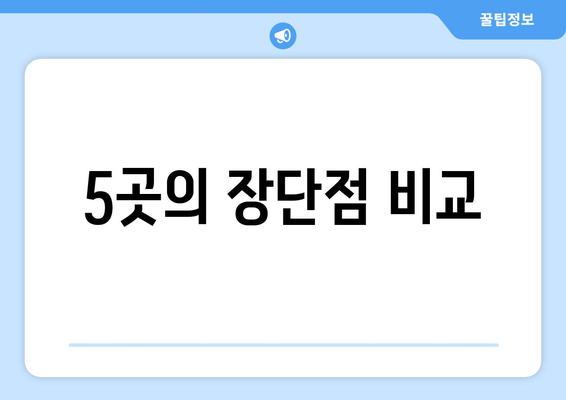 5곳의 장단점 비교