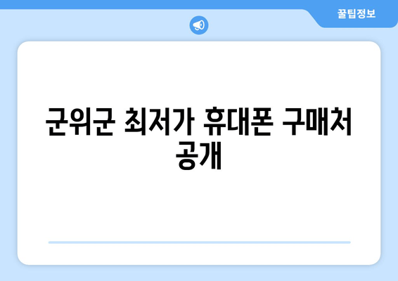 군위군 최저가 휴대폰 구매처 공개