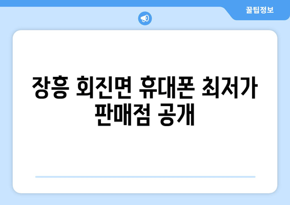 장흥 회진면 휴대폰 최저가 판매점 공개