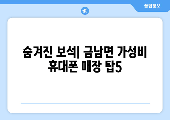 숨겨진 보석| 금남면 가성비 휴대폰 매장 탑5