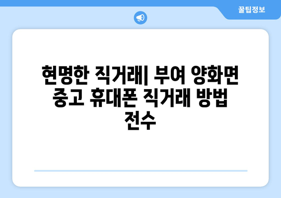 현명한 직거래| 부여 양화면 중고 휴대폰 직거래 방법 전수