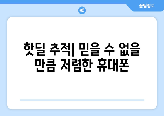 핫딜 추적| 믿을 수 없을 만큼 저렴한 휴대폰