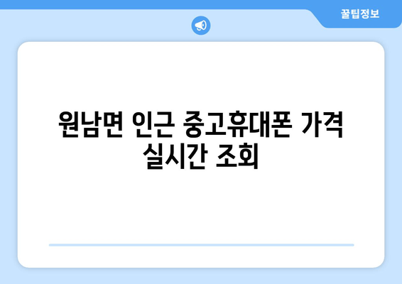 원남면 인근 중고휴대폰 가격 실시간 조회