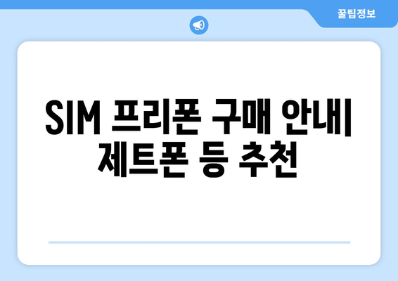 SIM 프리폰 구매 안내| 제트폰 등 추천