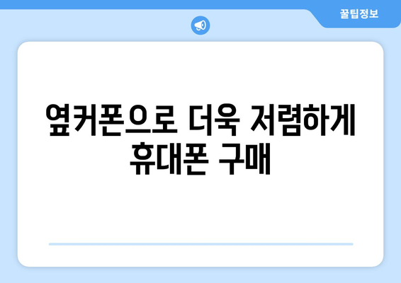 옆커폰으로 더욱 저렴하게 휴대폰 구매