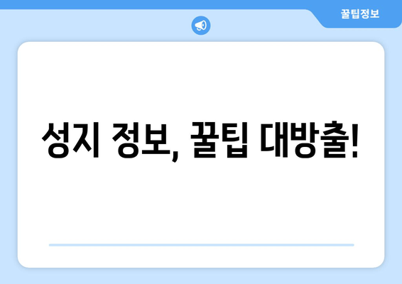 성지 정보, 꿀팁 대방출!