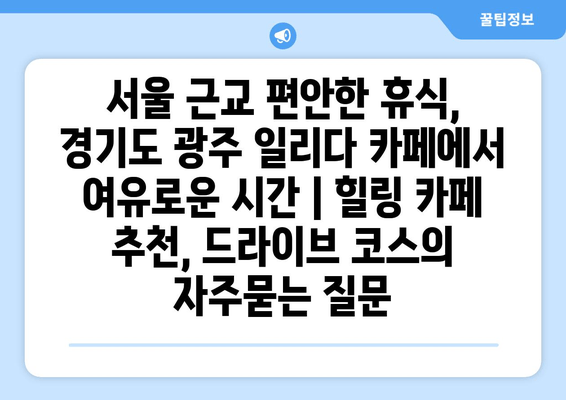 서울 근교 편안한 휴식, 경기도 광주 일리다 카페에서 여유로운 시간 | 힐링 카페 추천, 드라이브 코스