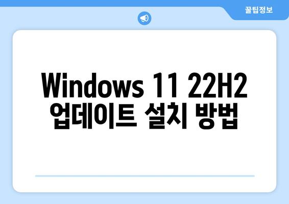 Windows 11 22H2 보안 업데이트 (KB5037771) 다운로드 가이드 | 월별 패치, 버그 수정, 보안 강화