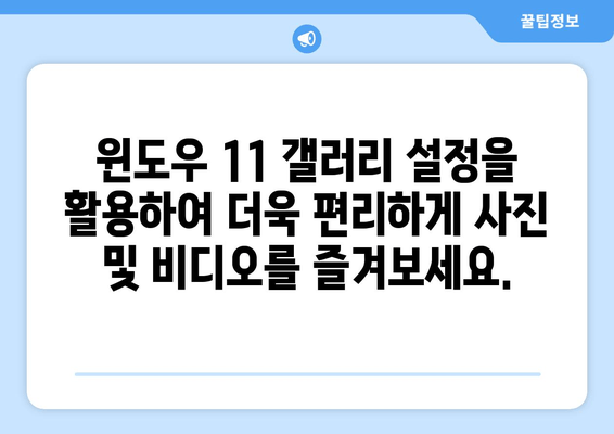 Windows 11 탐색기에서 갤러리 설정 완벽 가이드 | 사진, 비디오, 폴더 관리, 사용자 지정