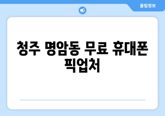 청주 명암동 무료 휴대폰 픽업처